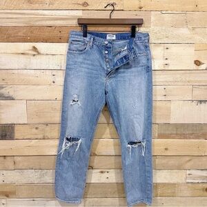 AGOLDE Jeans Womens 30 Light Wash Jamie High Rise Straight Distressed Denim